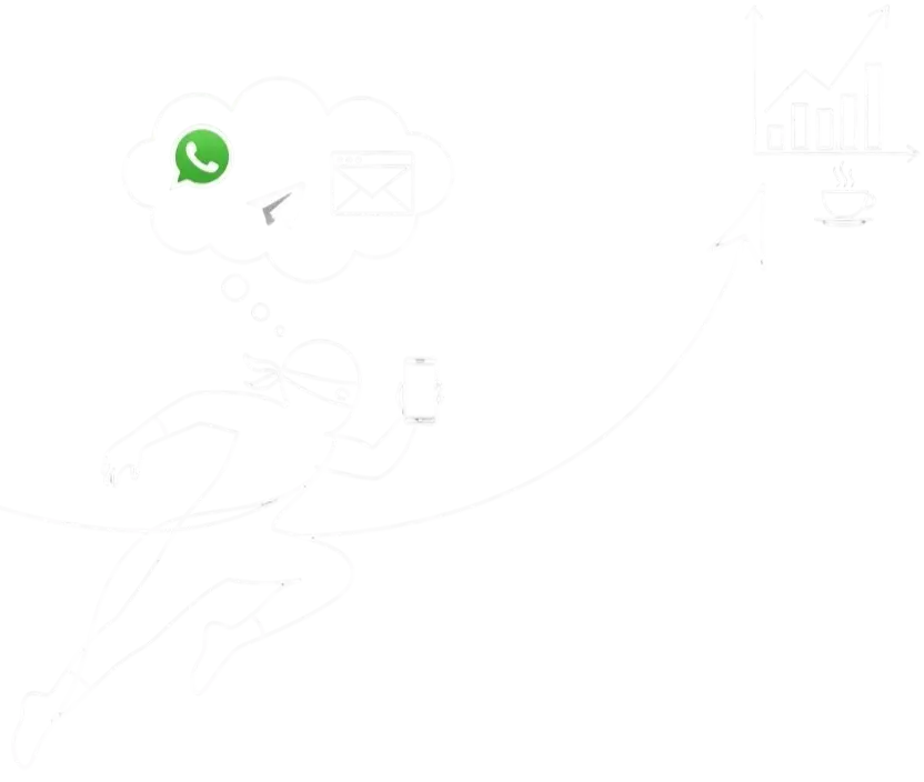 Digital connectivity illustration with WhatsApp and other platforms